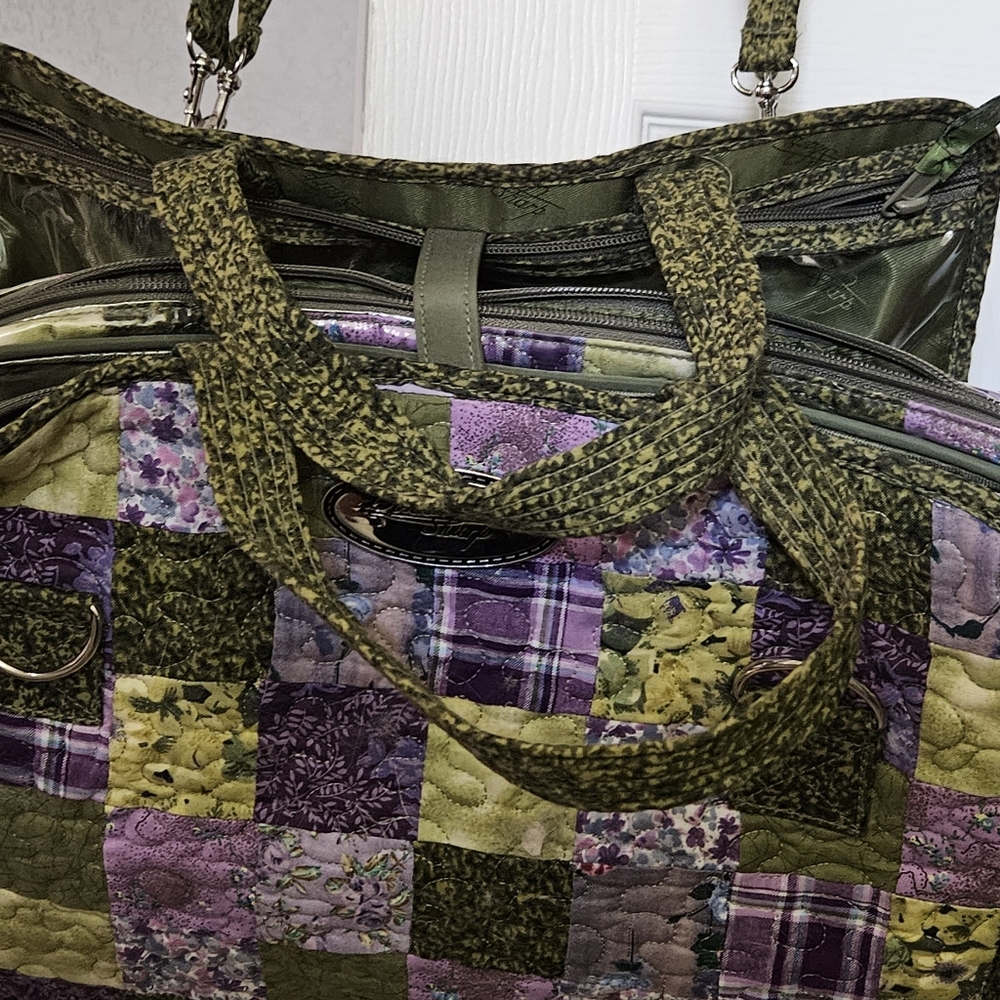 Donna Sharp Large Purpl & Green Patchwork Design … - image 1